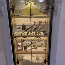 Forged showcase with glass in aburgeois house from the 15. century in Spisk Nov Ves