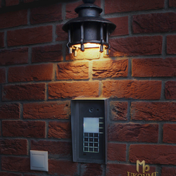 Schmiedeeiserne Wandlampe über der Sprechanlage – Außenwandlampe, Lampenschirm 