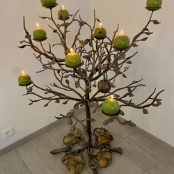 Luxuriser Kunst-Kerzenhalter Versuchung  Baum mit Apfel und Schlange