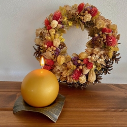 Herbstdekoration  geschmiedeter Tischkerzenhalter